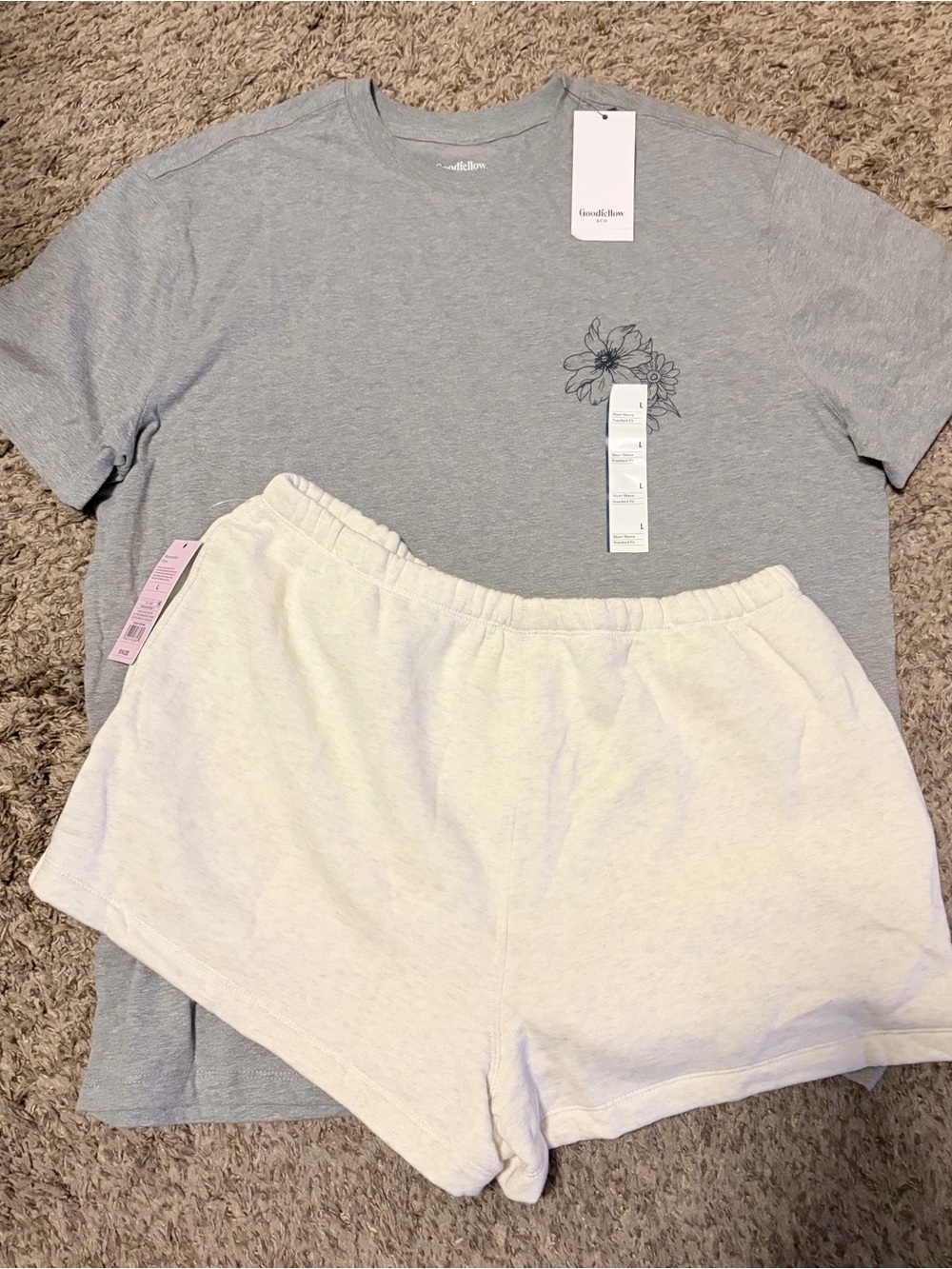 Goodfellow & Co Gray Tee with Heather Gray Lounge Shorts Set